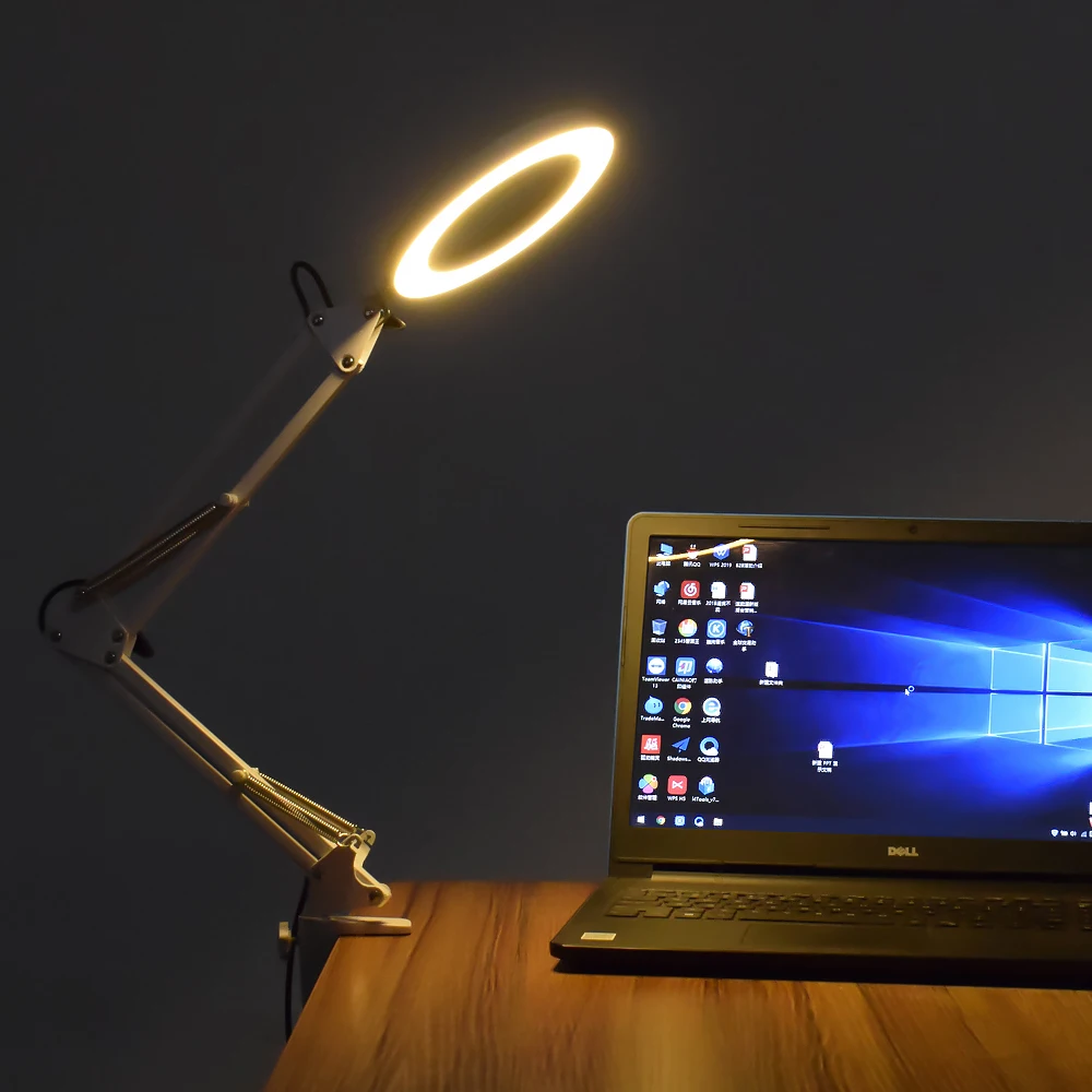 NEWACALOX 5X светодиодный увеличительное стекло гибкий 3 цвета Настольный зажим с подсветкой Лупа настольная лампа для чтения паяльная Рука помощи