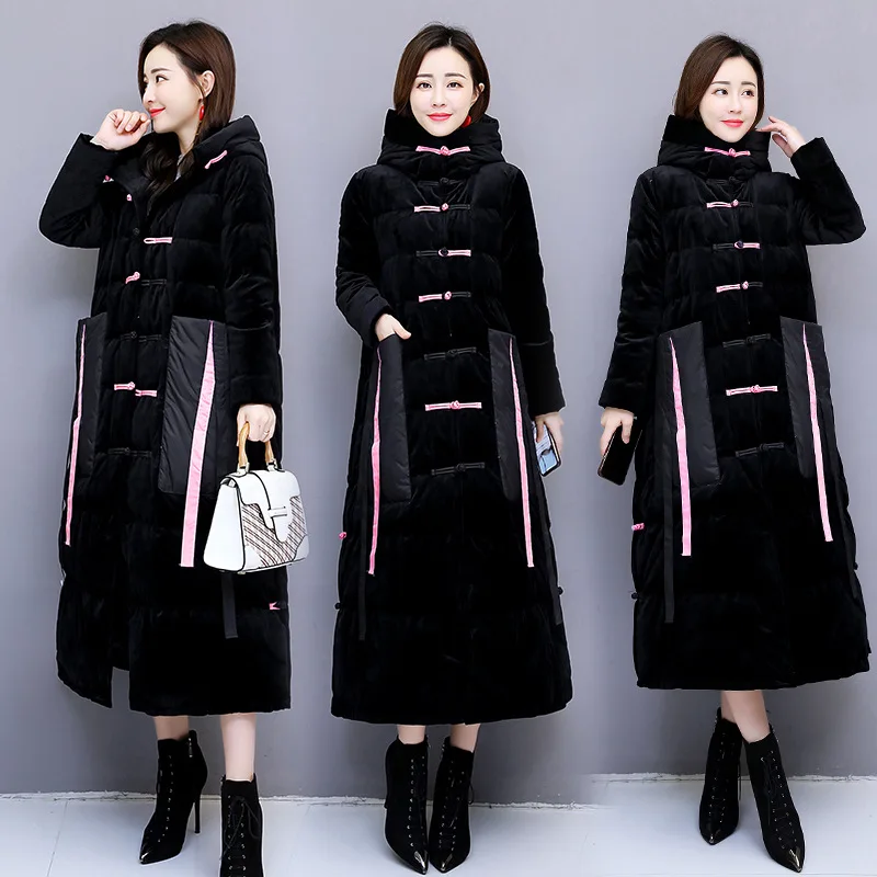 

Slim Fit Slimming Versatile Long Sleeve Mid-length Zipper Cotton-padded Clothes 2018 Winter Trend Simple Hooded