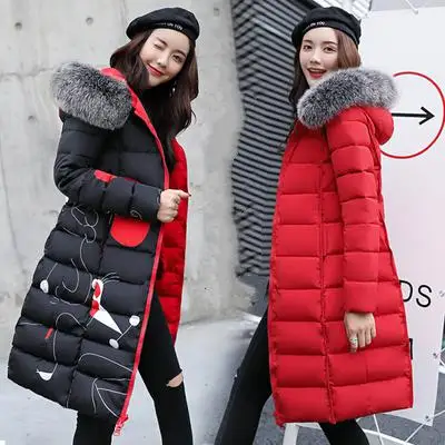 SAMGPILEE-30 градусов, одежда для снежной погоды Длинные парки зимняя куртка Для женщин с меховым капюшоном Костюмы женский Меховая подкладка Толстое Зимнее пальто Для женщин - Цвет: Red