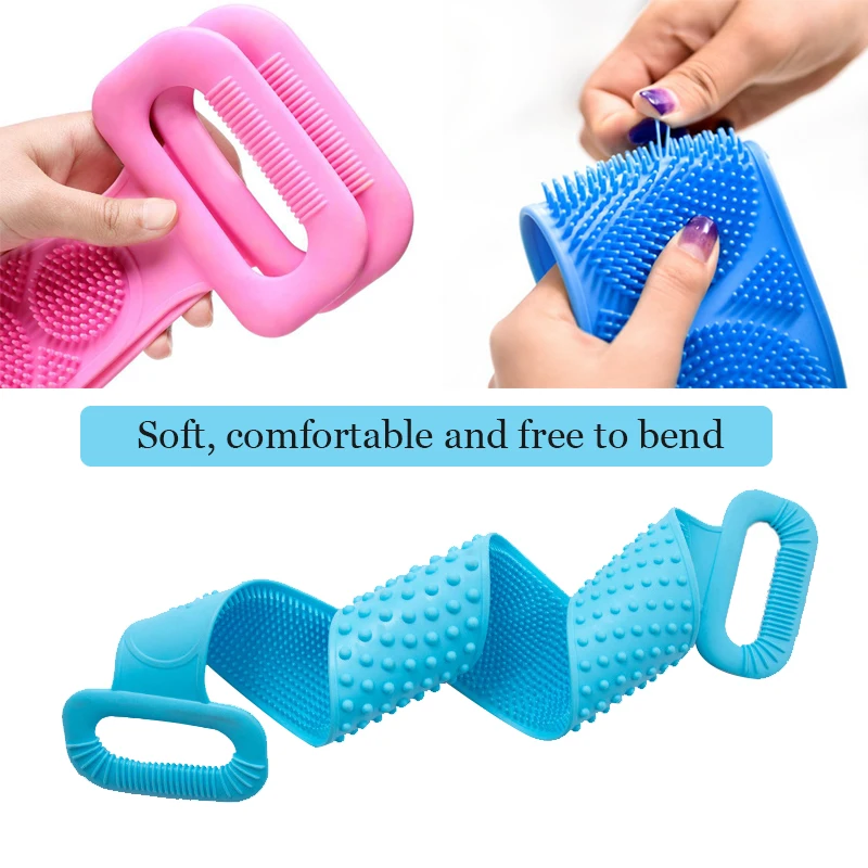 Длинное Силиконовое банное полотенце трение спины грязь лечебный массаж душ