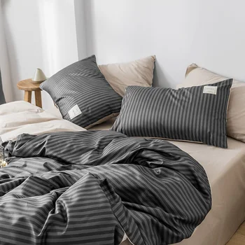 

Yaapeet 1pc Duvet Cover Stripe Two Colors Mixed Thickness Soft Cozy Simple Modern Comforter Cover Grid Duvet Cover for Bed Room