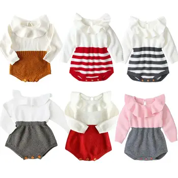 

Cute Newborn Baby Girls Knit Long Sleeve Bodysuit Romper Jumpsuit Outfit Clothes Dresses DIY Textile Cotton Colthing