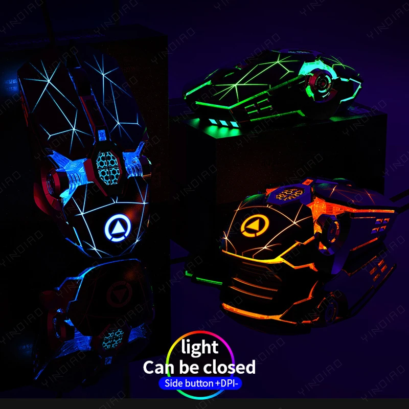 Ratón silencioso con cable USB, siete teclas, LED luminoso, para juegos, maquinaria para deportes electrónicos, Accesorios para ordenador portátil - Imagen 2