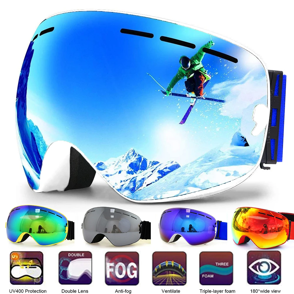 

Ski Goggles Men Women Snowboard Goggles Glasses for Skiing UV400 Protection Skiing Snow Glasses Anti-Fog Ski Goggles Eyewear D30