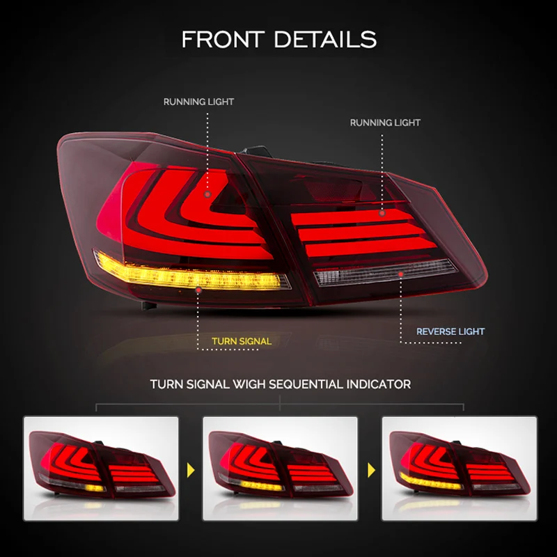 1 пара светодиодный задний фонарь светильник в сборе для Honda Accord 2013 светодиодный задний фонарь с обратным светильник сигнала поворота светильник тормозной светильник