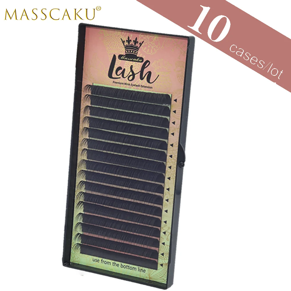 

10Pcs/Set MASSCAKU 16Rows Individual Eyelash Extension Faux Cils Mink False Eyelashes Artificial lashes For Makeup Supplies