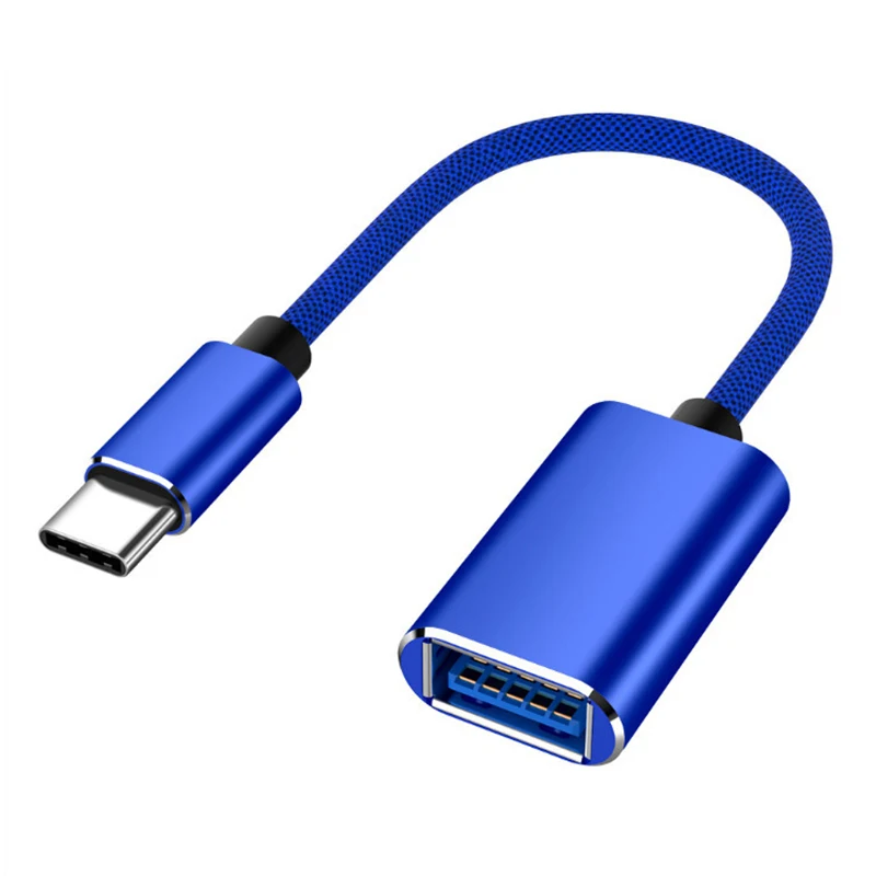 OTG USB для type-C кабель адаптер Powstro зарядный конвертер USB Microusb OTG разъем для Xiaomi Redmi samsung поддержка Прямая поставка - Цвет: Синий