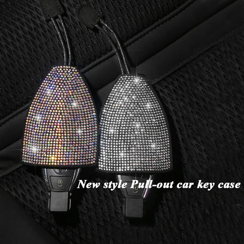 

Creative Cute Pull-out Diamond Car Key Bag Multi-Function Key Set Cover Universal Lady Car key bag Organizer Auto Car Accessorie