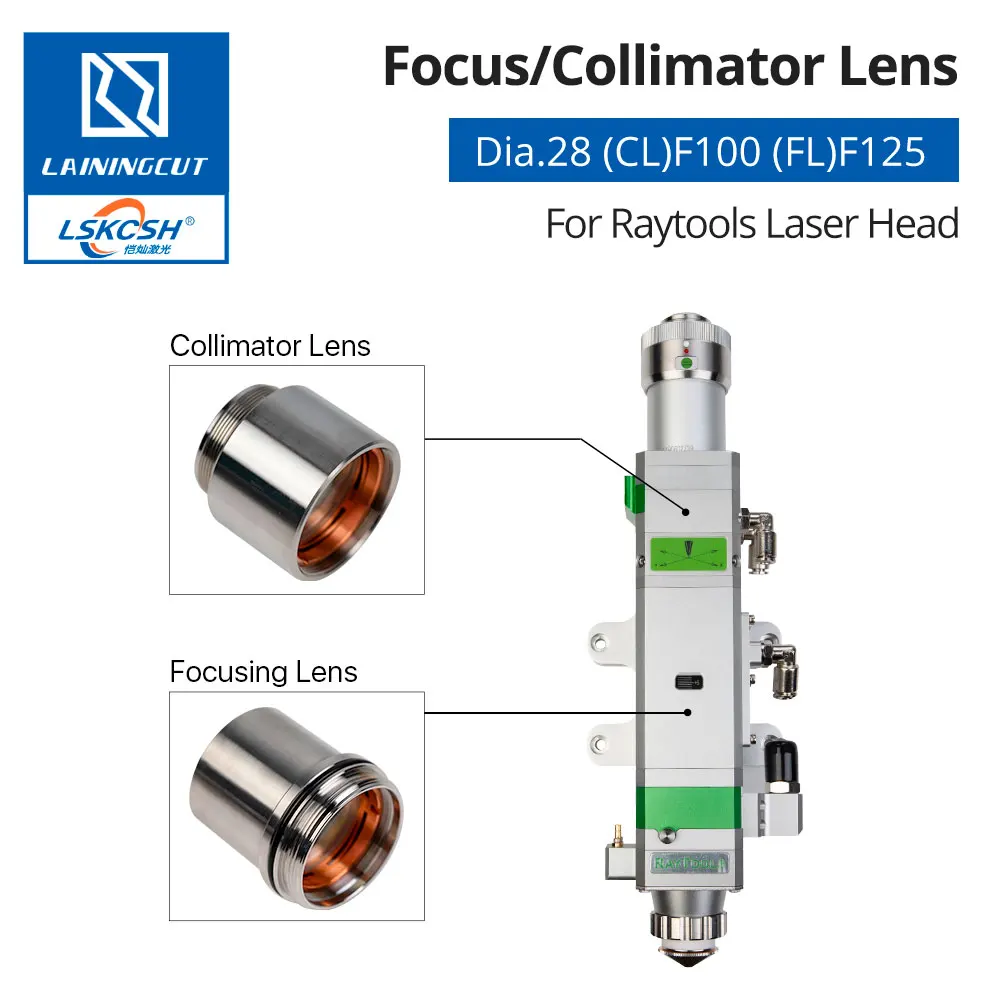 LSKCSH Raytools BM109 1,5 кВт коллиматорная и фокусировочная линза D28 F100 F125mm с держателем объектива для Raytools Лазерная режущая головка BM109