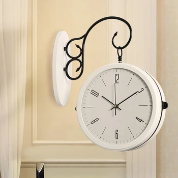 

Nordic Modern Double Side Luxury Wall Clock Living Room Minimalist Quartz Clock Wood Creative Home Decoration Reloj Pared G5B