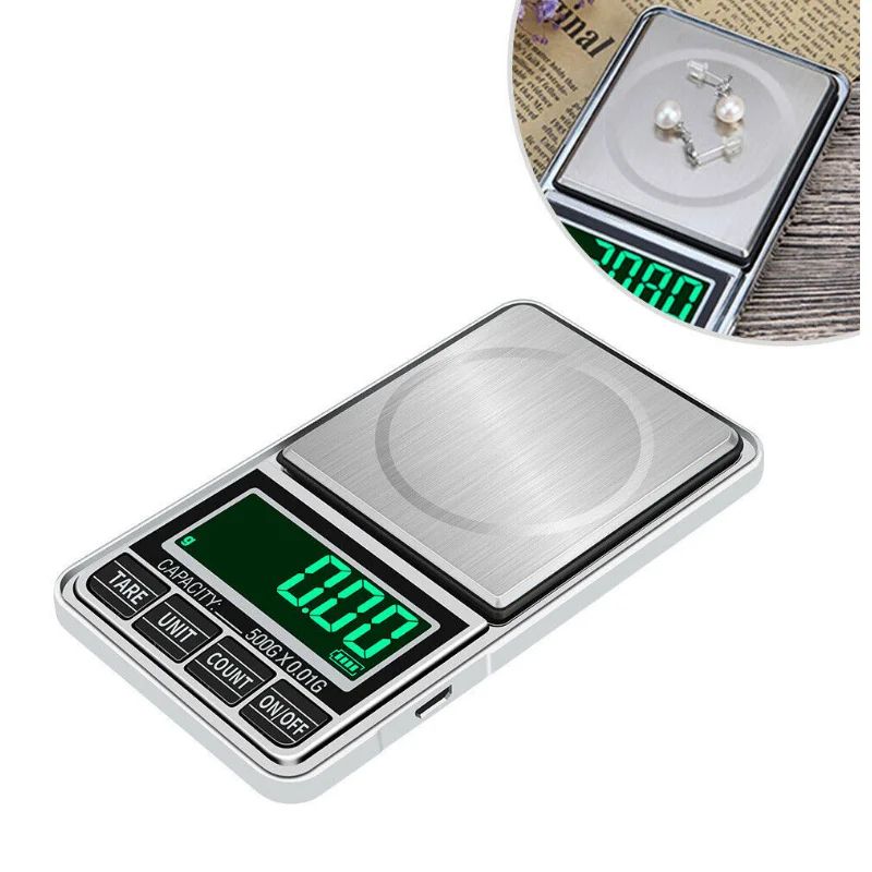 DANIU Mini Green Backling 0.01g Pocket Digital Scales for Gold Bijoux Sterling Jewelry Weight Balance Gram Electronic Scale