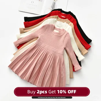 

Menoea Autumn Kids Dresses For Girls Knitted Dress Girls Long Sleeve Baby Girl Ceremony Party Birthday Dress Children Clothing