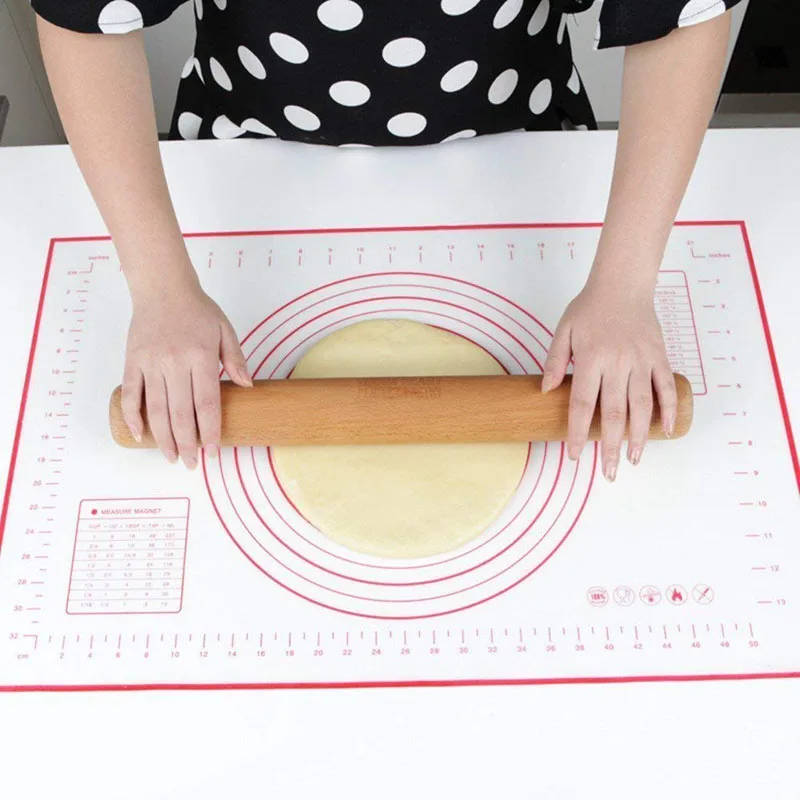 ERMAKOVA Silicone Baking Mat Thick Non-Slip Sheet with Measurements BPA Free Toaster Oven Liner Fondant Pie Cookie Macaron Pad