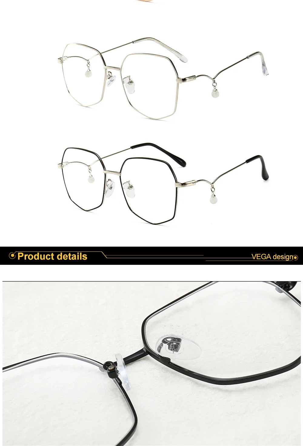 VEGA Eyewear Pearl Hexagon Glasses Frames for Women Vintage Luxury Designer Eyeglass Frame Latest Spectacle Frames Female VG252 (6)