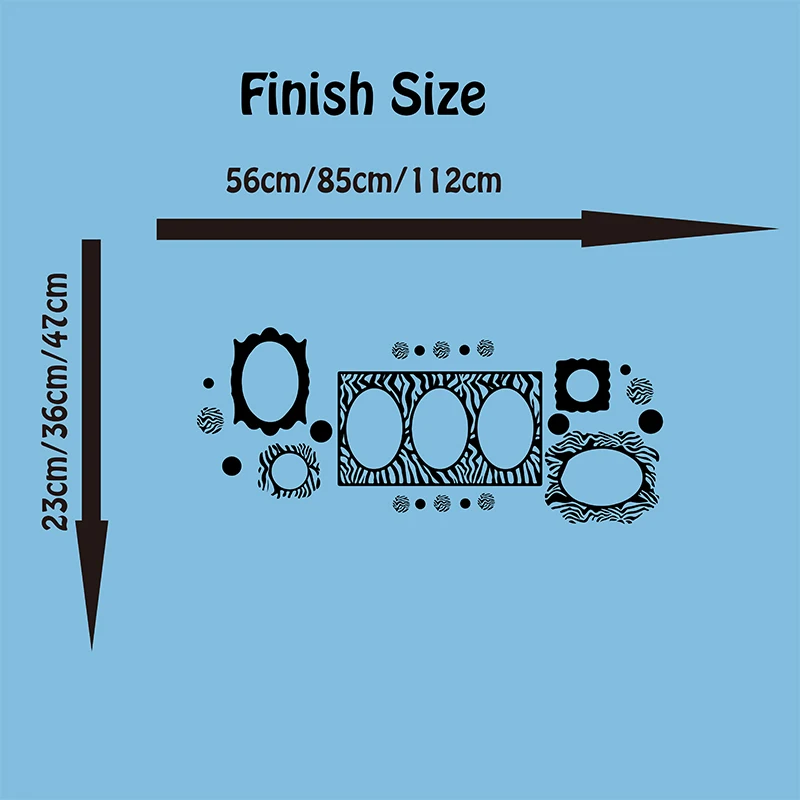 Large Zebra Print Photo Picture Frams Wall Sticker Bedroom Living Room Photo Frams polka dots Wall Decal Kids Room Vinyl Decor (3)