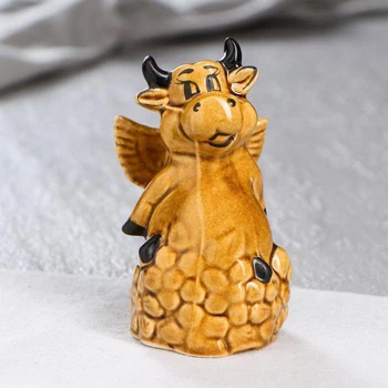 

Pepper-shaker "Cow" with wings glaze, olive, 100 ml