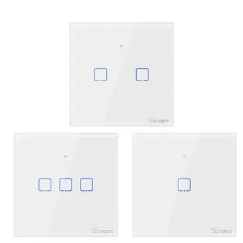 

T0/T1/T2/T3 EU PLUG TX Wifi Touch Wall Light Wireless Switch Smart Home 1/2/3 Gang Voice/APP Remote Control With Alexa Google