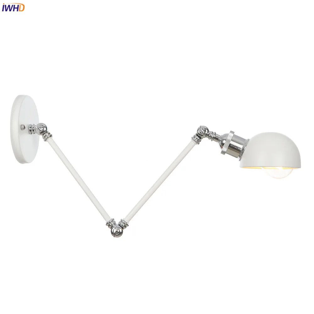 IWHD White Swing Long Arm Wall Light Fixtures Adjustable 4W Edison 110V-220V Industrial Decor Vintage Wall Lamp Sconce Luminaria