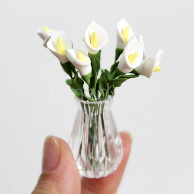 1/12 Lovely Miniature Dollhouse Daisy Flower Mini Rose Vase for Barbies Blyth Doll House Furniture Decoration Accessories 2