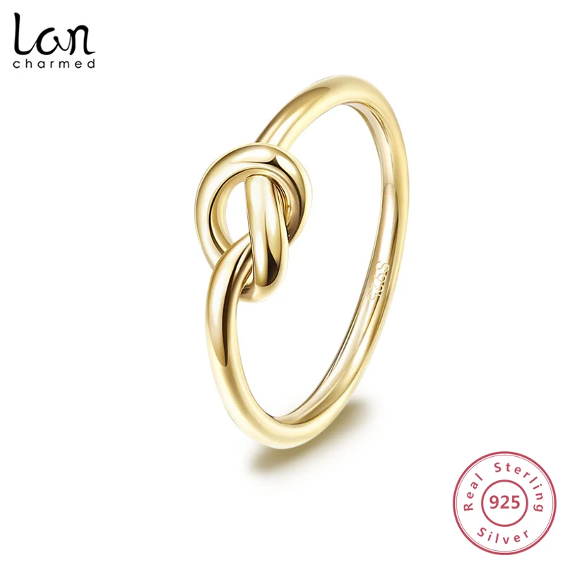 Lancharmed 925 пробы серебряное кольцо с узлом хорошее ювелирное изделие 14K золото