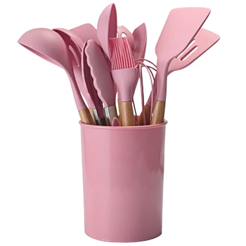 

12pcs Cooking Tools Hanging Silicone Spatula Tongs Home Non Stick Kitchen Utensils Set Scratch Proof Spoon Frying Heat Resistant