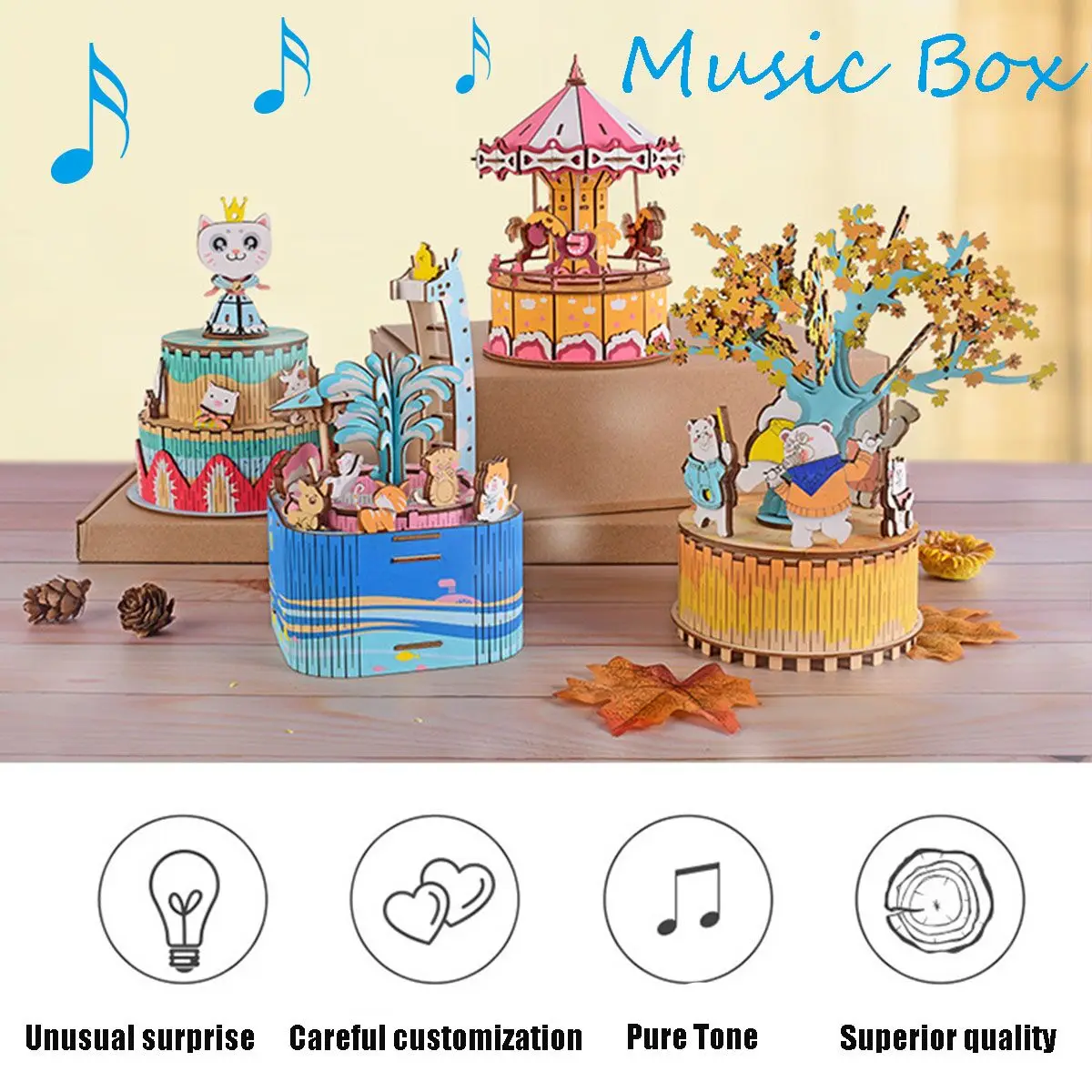 Dadaism деревянная музыкальная игрушка merry-go-круглые детские украшения для дома карусельная лошадка музыкальная шкатулка Рождество DIY свадебное здание