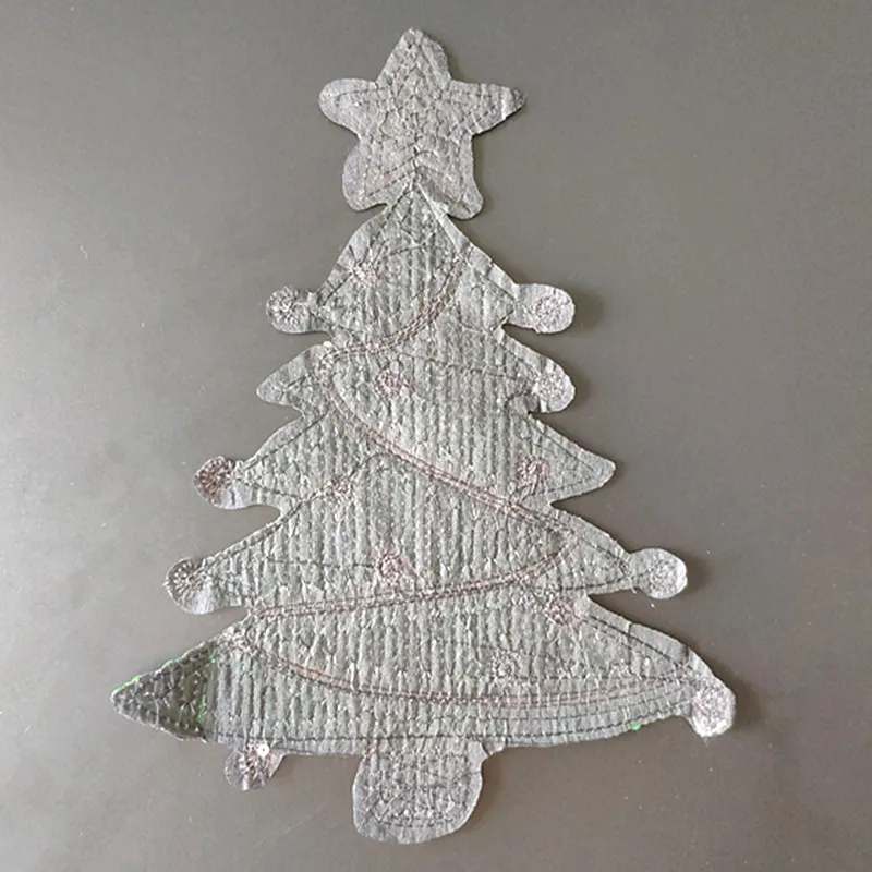 24CM Christmas Tree Patch Diy Clothes Stickers Green Sequins Large Biker Badge Iron On Patches For Clothing Strange Things