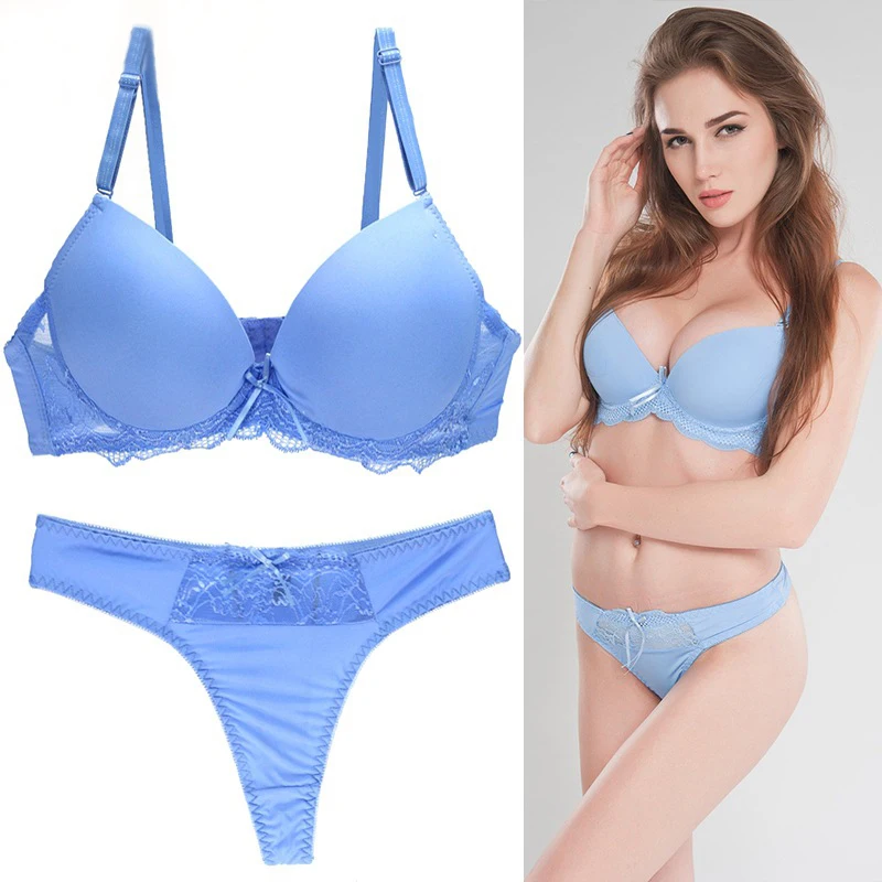 New Big Size Bra Set 34/75 36/80 38/85 40/90 42/95 B C D E cup Push Up Basic bra Women T-Shirt Bra Panty Sets Plus Size womens underwear sets