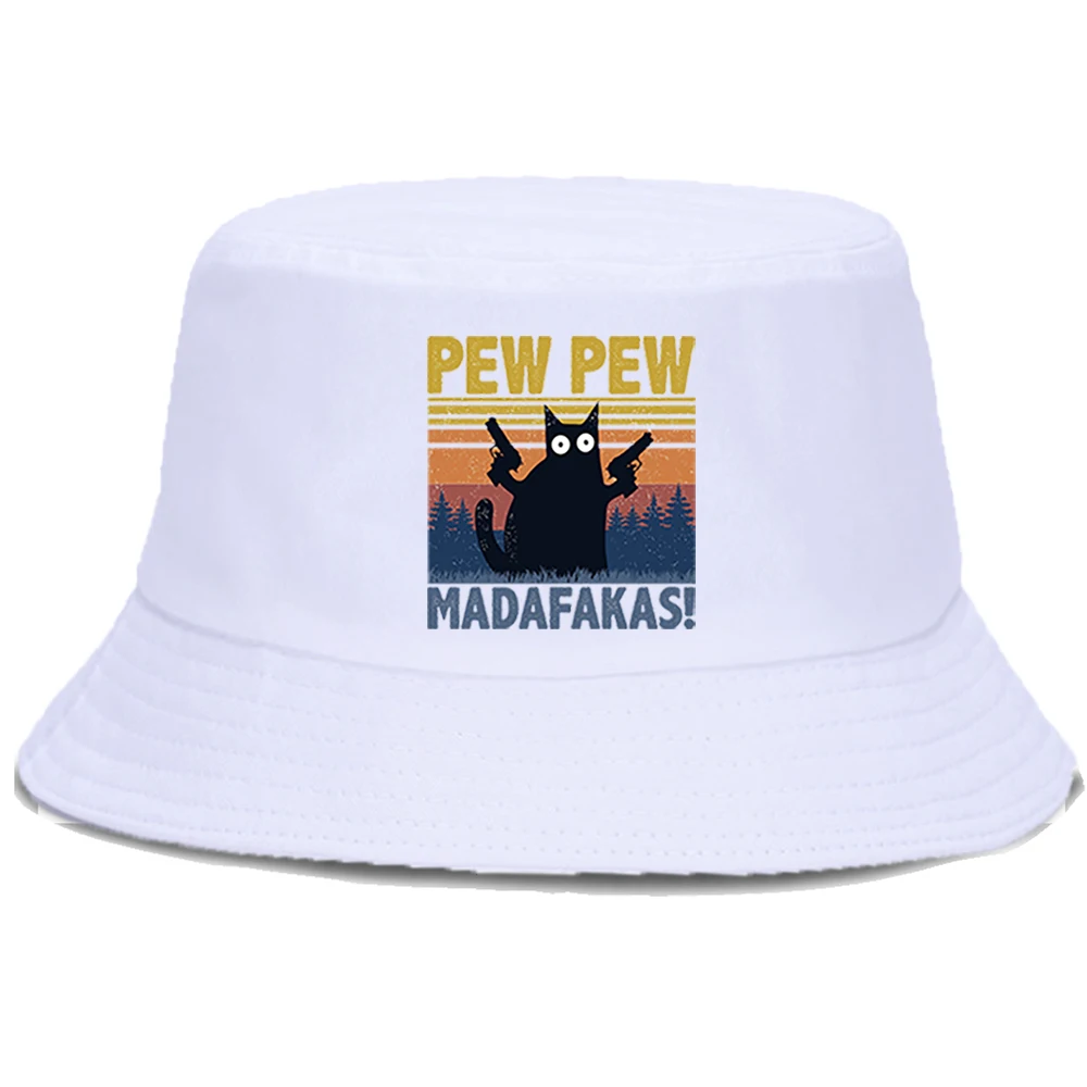 Black Cat Bucket Caps Women Men Street Beach Sun Hats Hip Hop Casual Fisherman Hats Outdoor Summer Panama Cap sun hats fisherman hat denim bucket hats sunscreen hats bucket hats sun hat