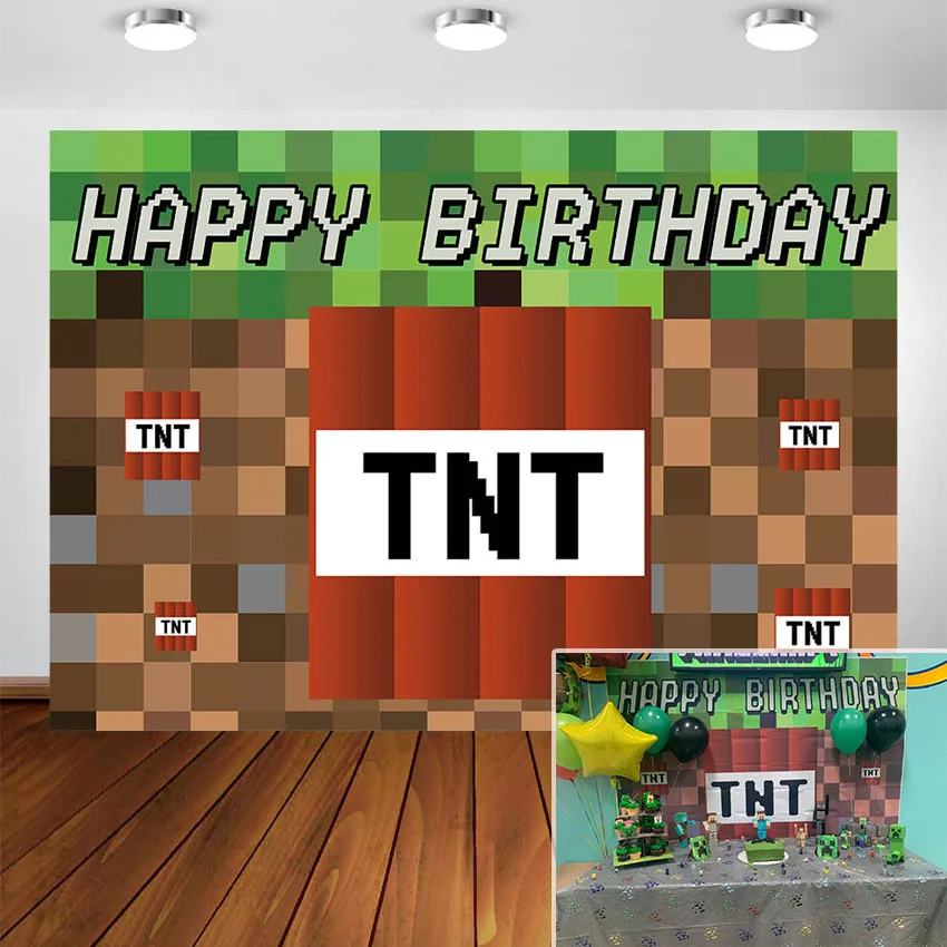 TNT фон для фотосъемки на день рождения динамит пиксель видео игра фотобудка