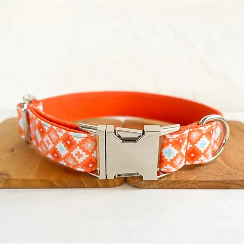 Dog Collar Модный геометрический принт персонализированное выгравированное название ошейник для собаки поводок на заказ ошейник для щенка ошейник для питомца ID ярлык для маленькие средние и большие собаки - Цвет: Dog Collar