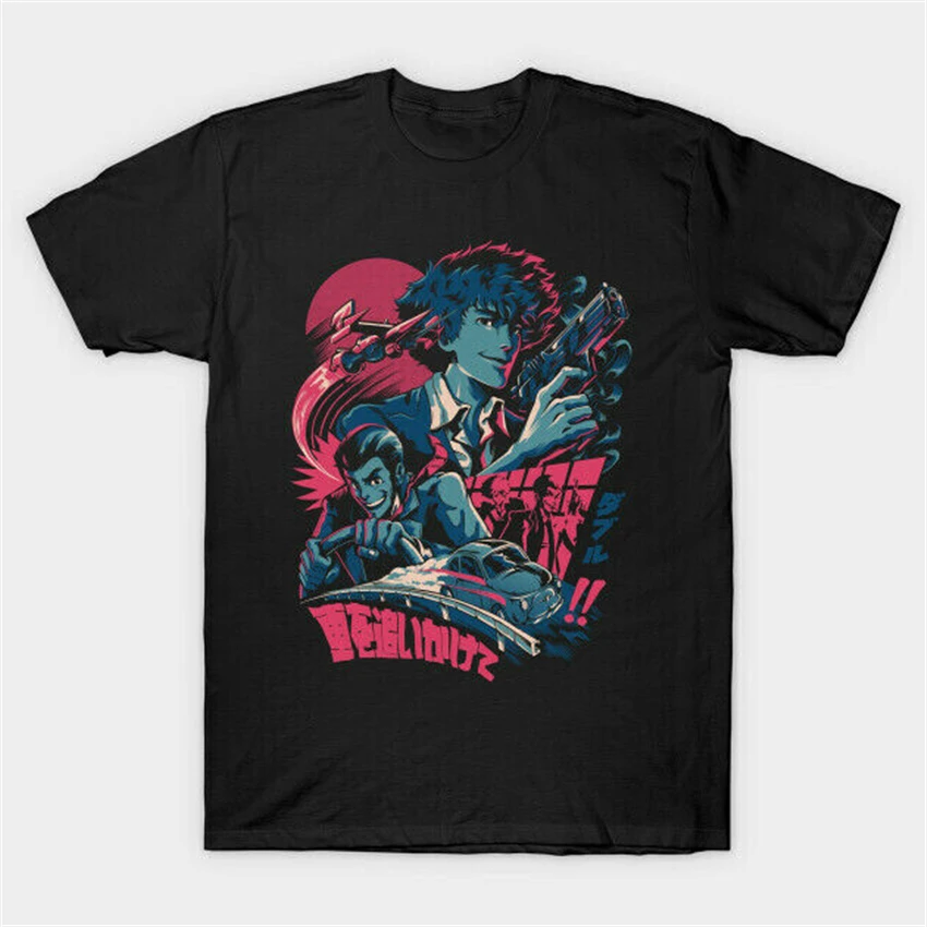 Повседневная футболка Lupin The Second X Спайк Шпигель Cowboy Bebop Japan в эстетике аниме черная