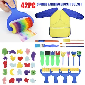 

SC 42pcs Paint Brush Sponge Painting Toy Set Drawing For Children Toddler Kids -AU