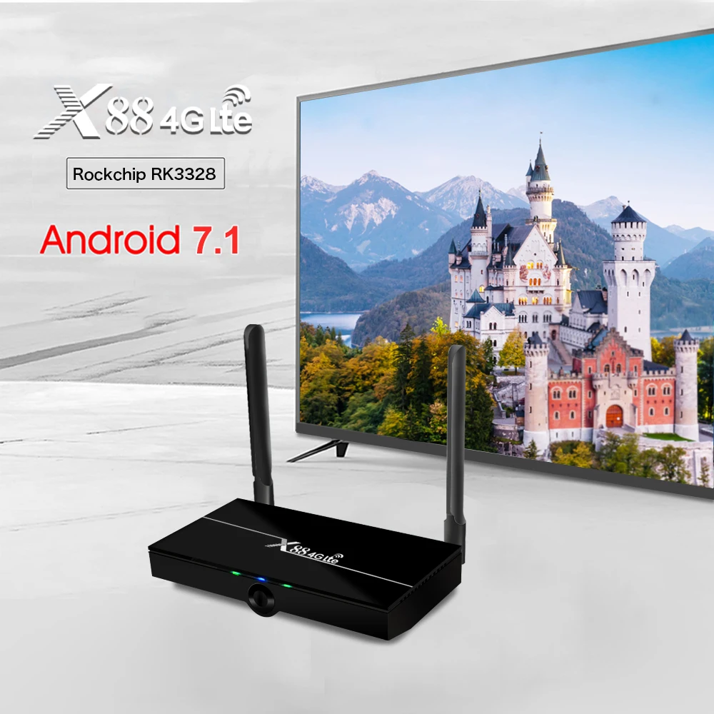 X88 4G Lte Смарт ТВ приставка Android 7,1 ТВ приставка поддержка 4G нано sim-карты 2 Гб 16 Гб Rockchip RK3328 Поддержка двойной Wifi 4K 60fps USB3.0