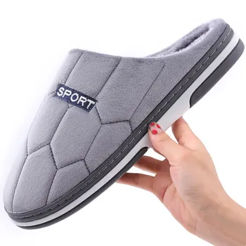 

Large size 46-51 Winter House slippers Men Striped comfortable Indoor slippers Short plush Warm Non slip men slippers Gray/Brown