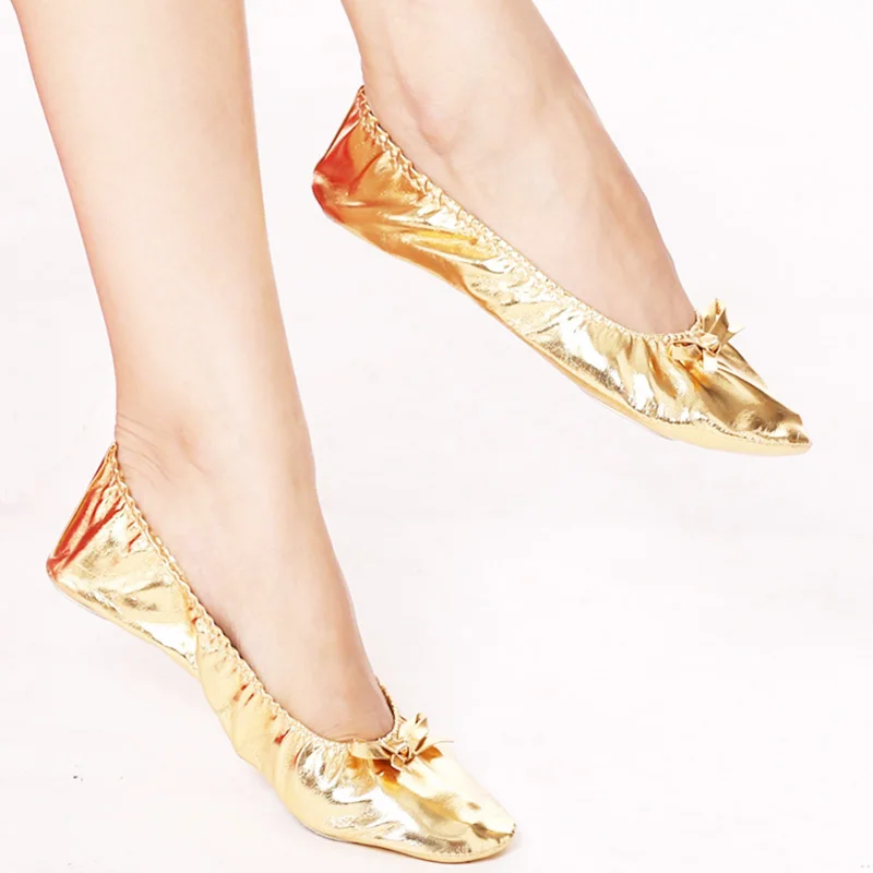 Feet-Care-Pads Dance-Shoes Belly Indian Woman USHINE Girls Children Flat Gold Soft Pu-Top