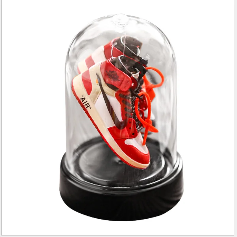 Jordan aj1 дисплей бутылка Баскетбольная обувь модель мини 3D Трехмерная обувь модель мини-орнамент брелок бутик - Цвет: Светло-красный