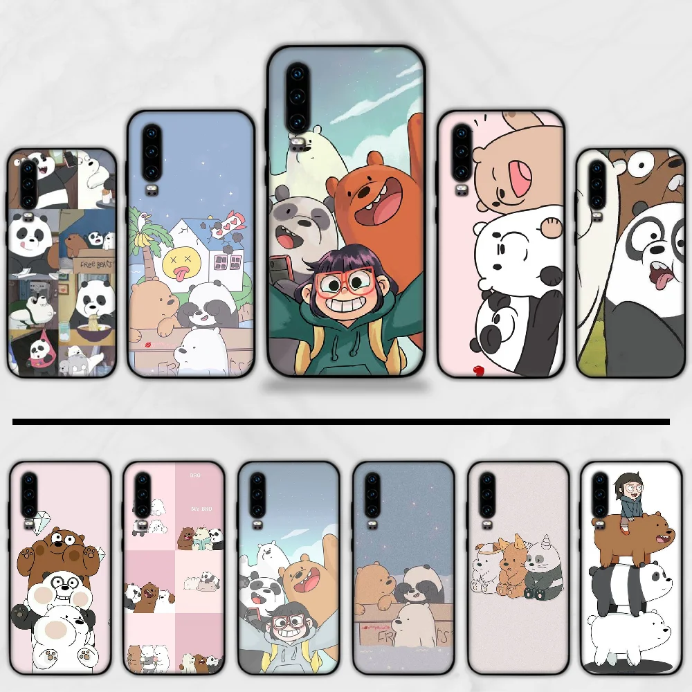Чехол для телефона bear Kawaii Bear Panda с желтыми животными черный чехол Huawei P9 P10 P20 P30 Lite