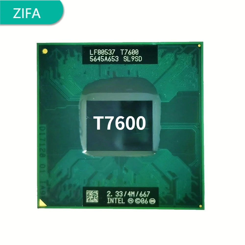 Процессор Intel Core 2 Duo T7600 SL9SD 3 ГГц двухъядерный двухпотоковый ЦПУ 4 Мб 34 Вт Разъем M /