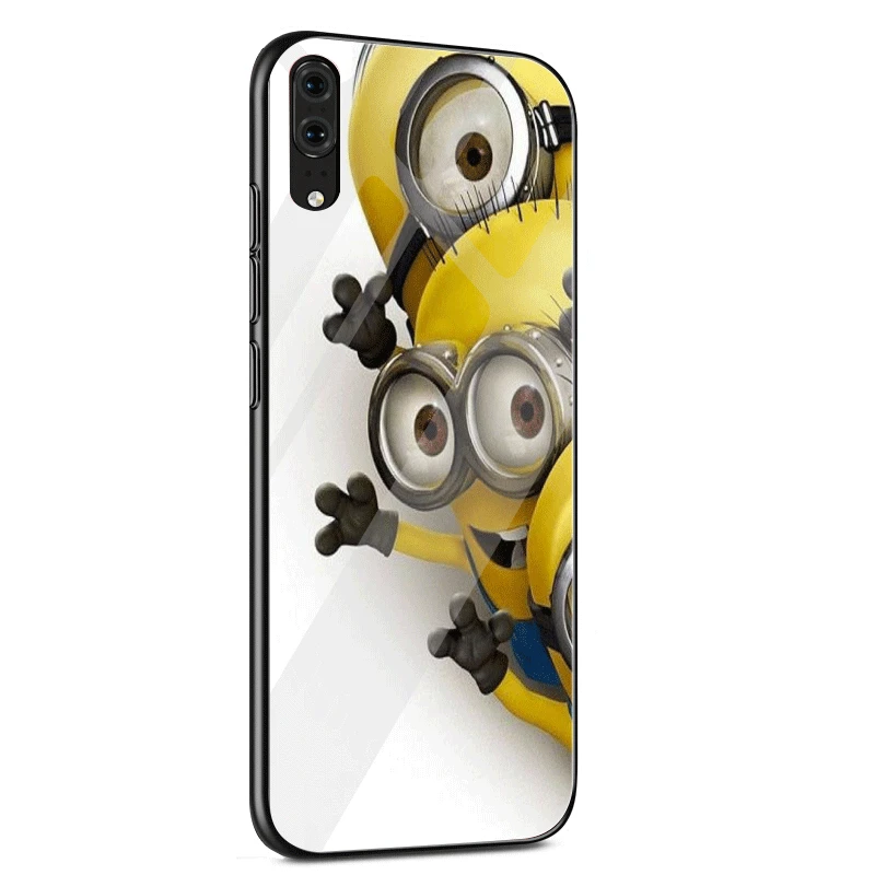 Стеклянный Чехол для мобильного телефона huawei P30 P20 P Smart P10 Y6 7A Y9 Honor 8X9 10 mate 20 Pro Lite чехол "Миньоны" милый чехол