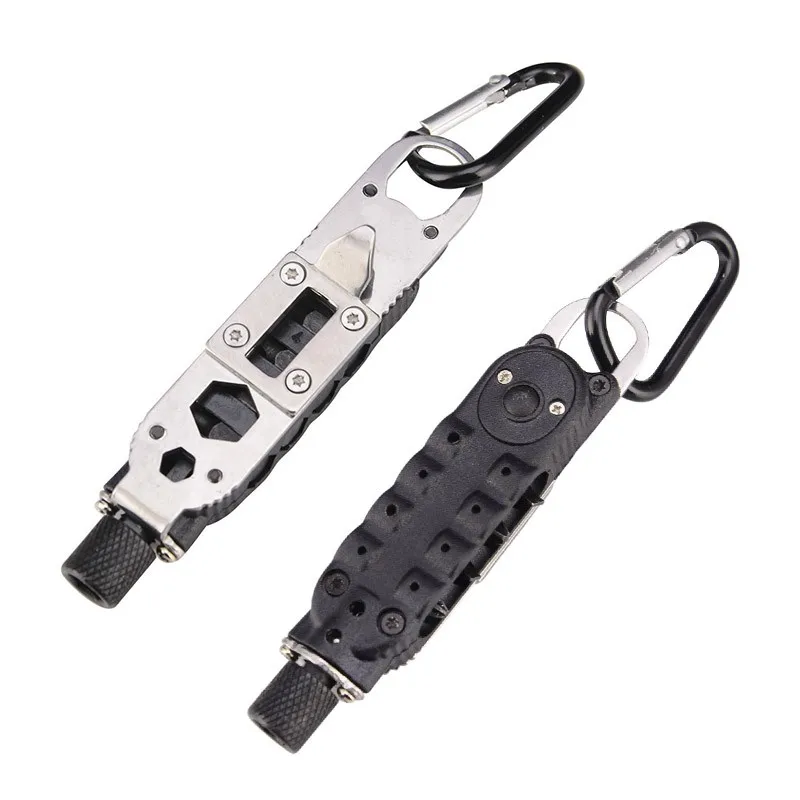

Multi-function screwdriver Multi-Tool Adjustable Wrench Jaw Screwdriver Plier Opener Keychain Survival Gear With LED Light