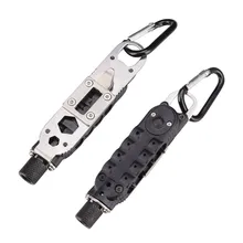 Multi-function screwdriver Multi-Tool Adjustable Wrench Jaw Screwdriver Plier Opener Keychain Survival Gear With LED Light