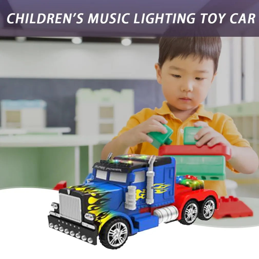 Light Music Automatic Deformation Toy Car Children'S Toys To Spread Toys Electric Universal Toy Car Playful Durable