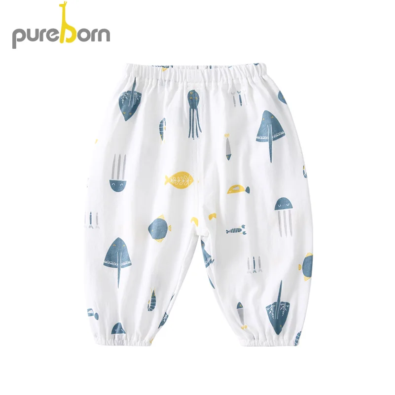 Детские штаны унисекс Pureborn дышащие Хлопковые Штаны для маленьких мальчиков