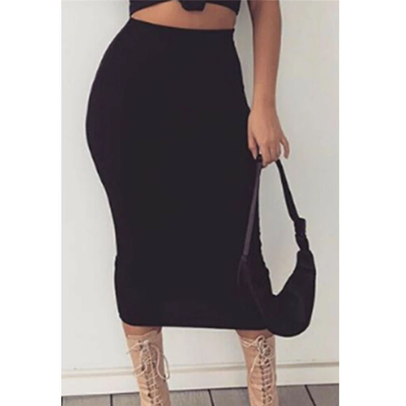 Women Skirt Autumn Winter Sexy Casual Pencil Skirt Ladies High Waisted Office Lady Skirts 2019 Solid Color Midi Womens Skirts