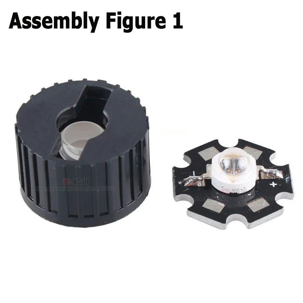 High Power DIY  5 8 10 15 25 30 35 45 60 90 120 Degrees 20mm  PMMA Lens + White /Black Bracket For 1W 3W 5W LED Chip COB