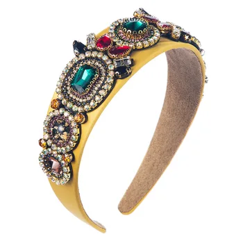 

Baroque Colors Rhinestone Headdress Retro Imitation Crystal Gem Flowers HairBands for Girl Women Fashion Hair Accessories