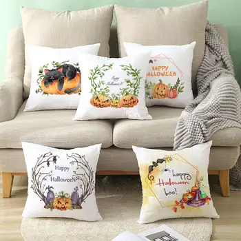 

Halloween Christmas Pillowcases Pumpkins Letters Print Sofa Throw Pillow Case Cushion Cover Home Halloween Decor