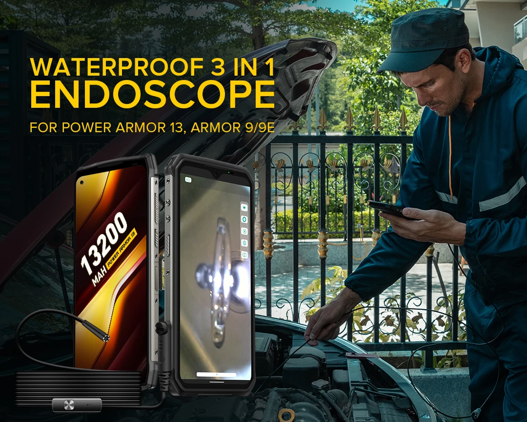 Ulefone Waterproof 3 in 1 Endoscope /For ARMOR 9/ARMOR 9E/Power Armor 13 20x zoom lens for mobile