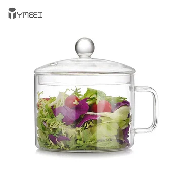 

YMEEI Transparent Glass Cooking Bowl Multi-function Open Fire Health Pot With Handle Instant Noodle Pot For Household Cookware